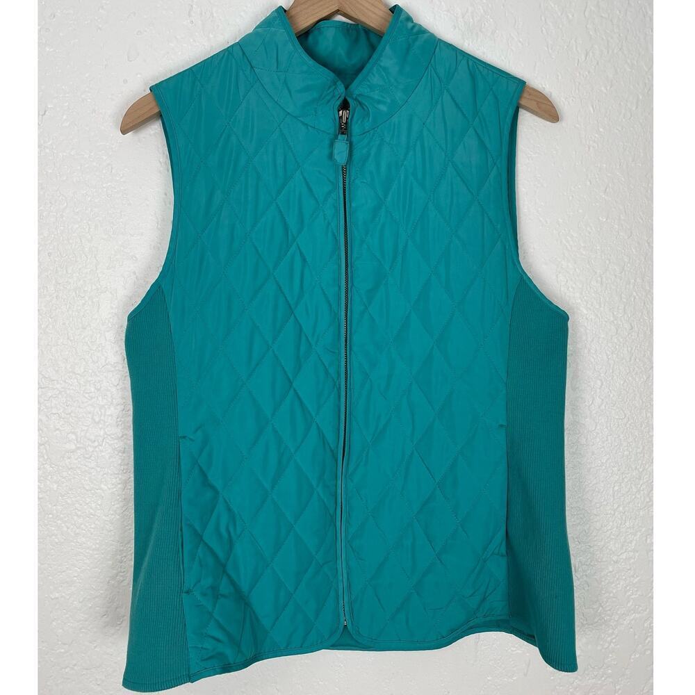 Talbots Turquoise Quilted Fleece Vest Size Medium